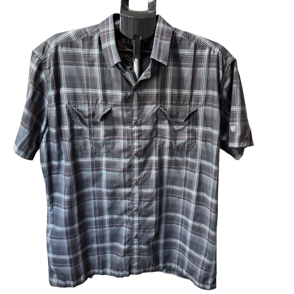 Kuhl Performance Shirt Mens XL Gray Hiking Gorp Fish Work Pearl Snaps Western